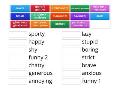 Adjectifs personnalité Teaching resources