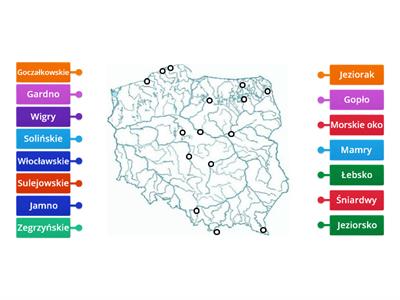 Polski Rzeki i jeziora mapa Materiały dydaktyczne