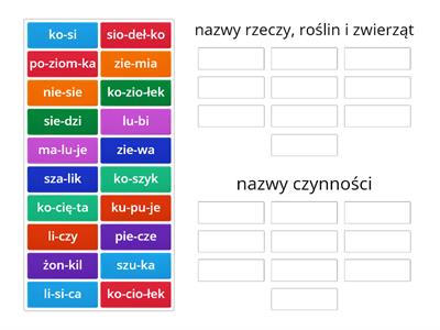 Rzeczownik Czasownik I kl2 Materiały dydaktyczne