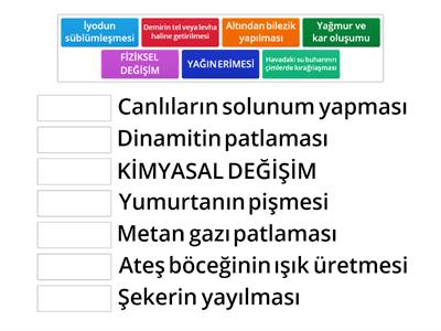 Fen bilimleri kimyasal ve fiziksel değişim Öğretim kaynakları