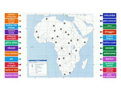 Klasa 8 Geografia Mapa fizyczna afryki Materiały dydaktyczne