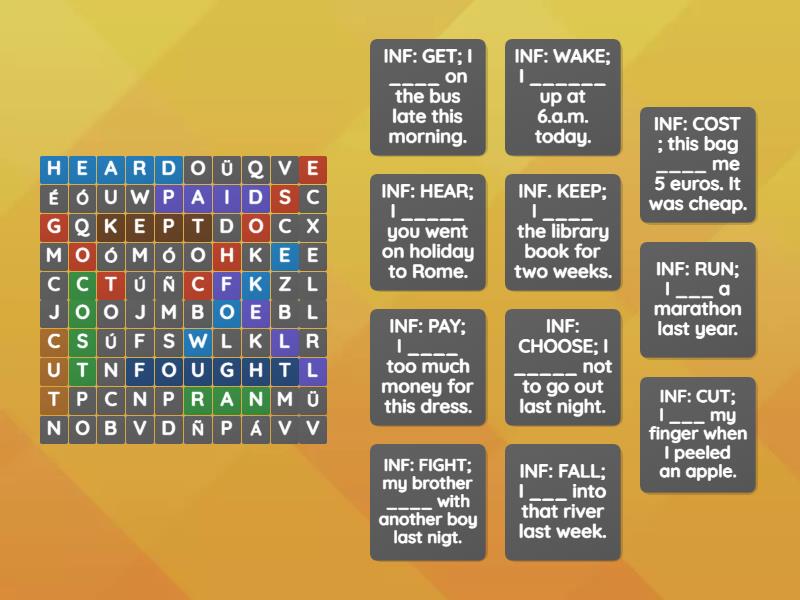 Past Simple Irregular Verbs Sopa De Letras