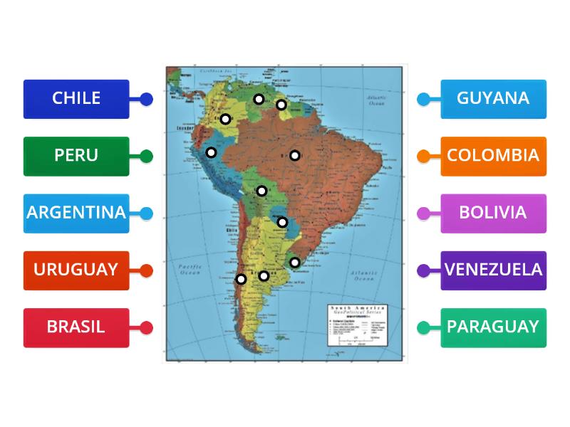 LOS PAISES AMERICA DEL SUR Labelled Diagram