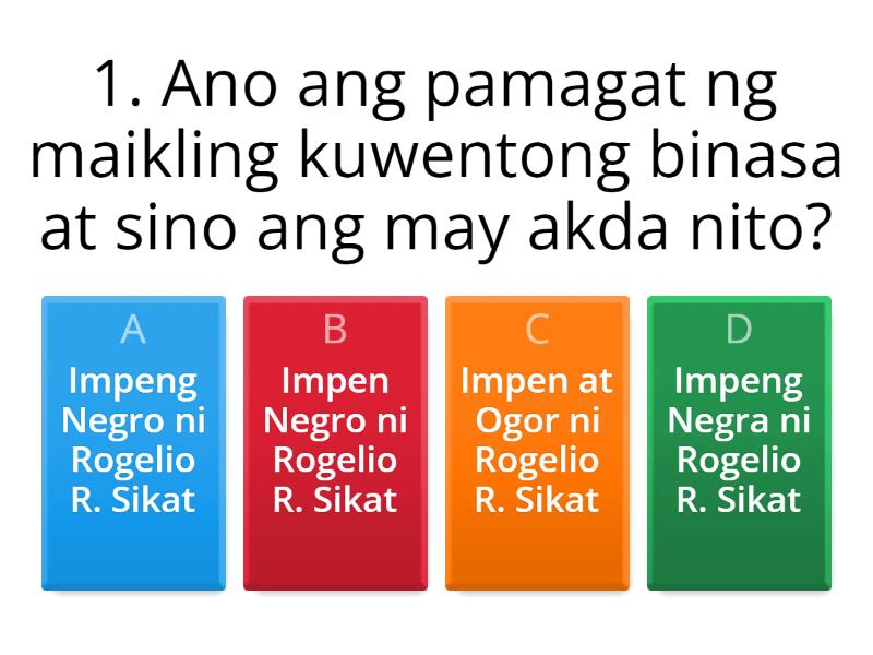 Panuto Piliin Ang Titik Ng Tamang Sagot Quiz