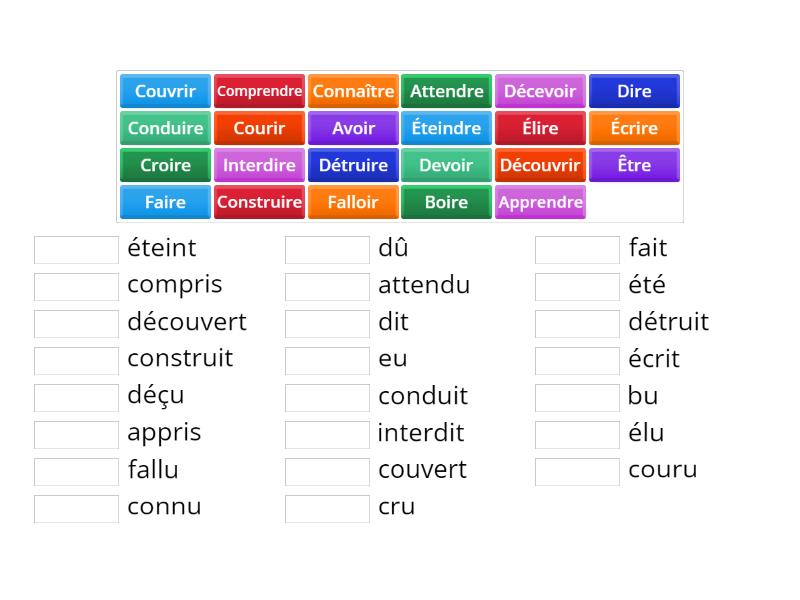 Passe Compose Irreguliers Match Up