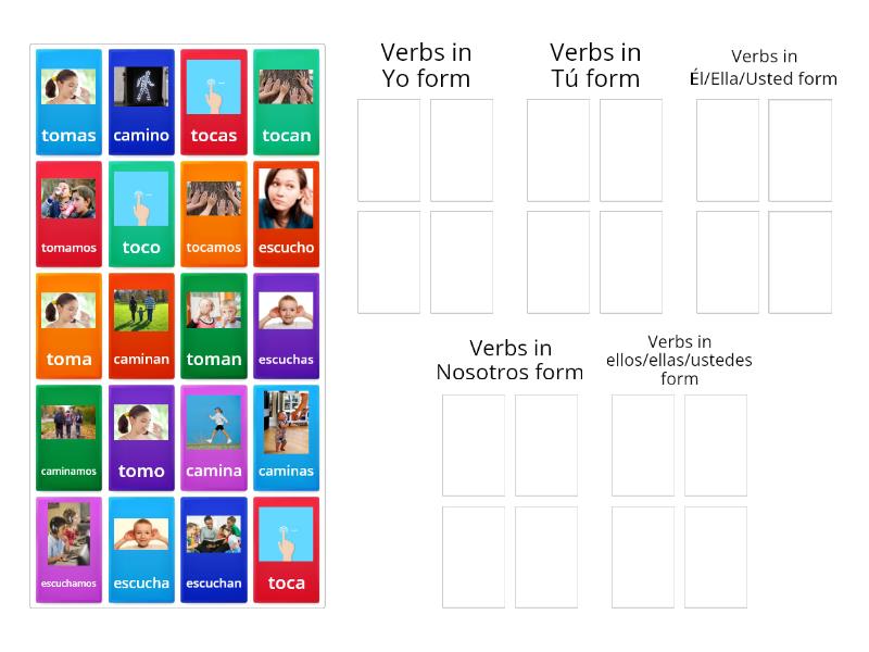 AR Verbos Y Pronombres Ordenar Por Grupo