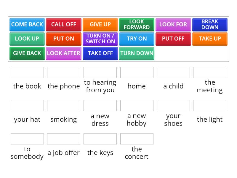 Phrasal Verbs Une Las Parejas