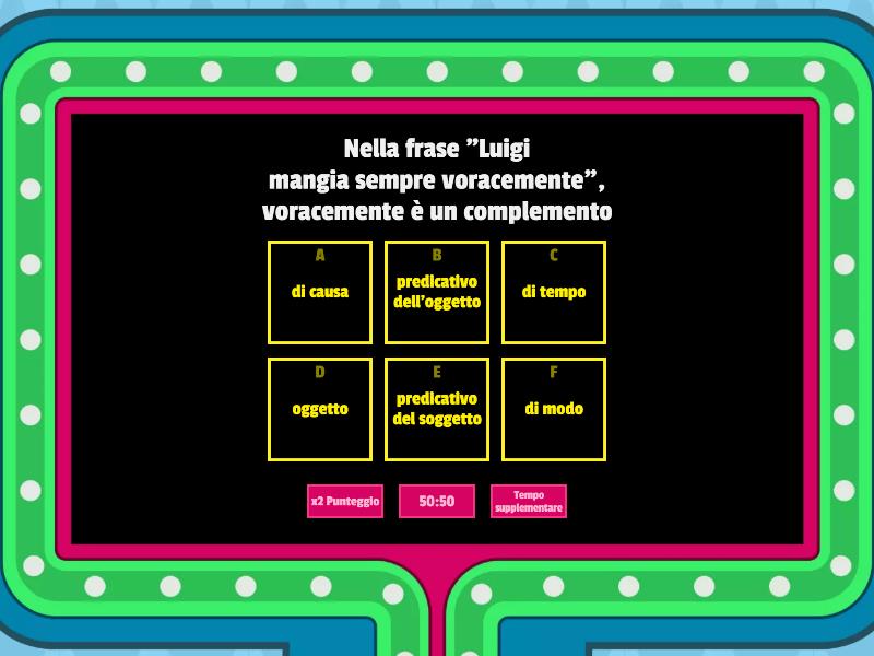 Quiz Sui Complementi Dell Analisi Logica Gameshow Quiz