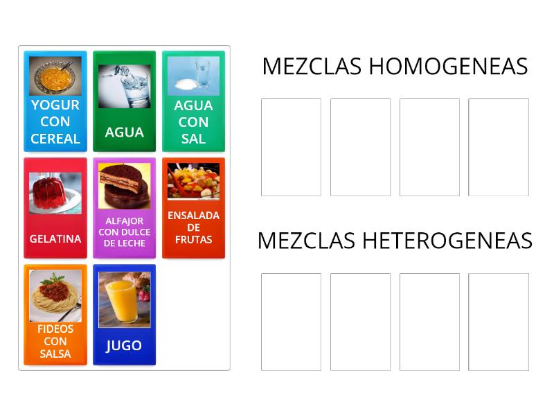 MEZCLAS HETEROGENEAS Y HOMOGENEAS Ordenar Por Grupo