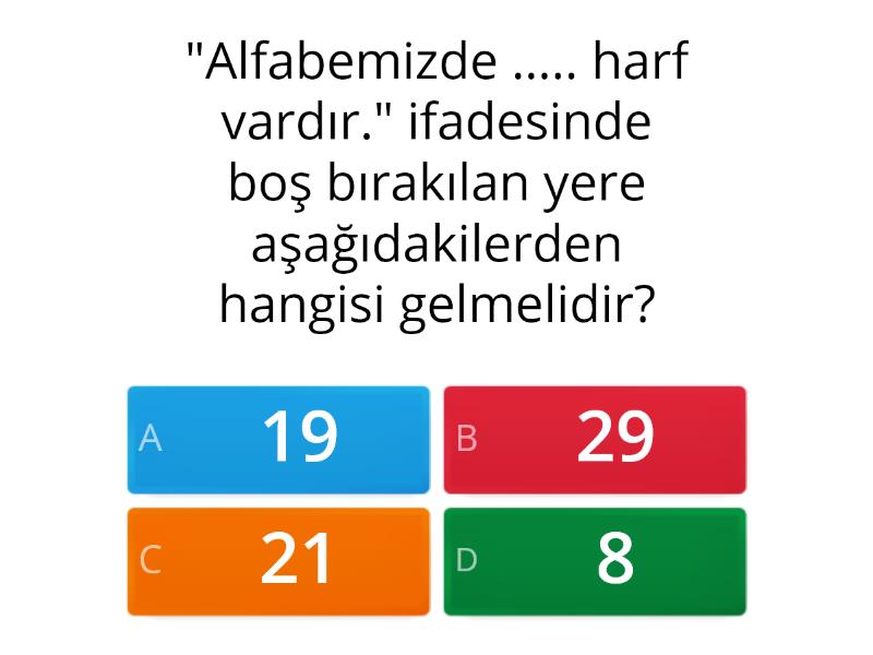 Harf Hece Bilgisi Quiz