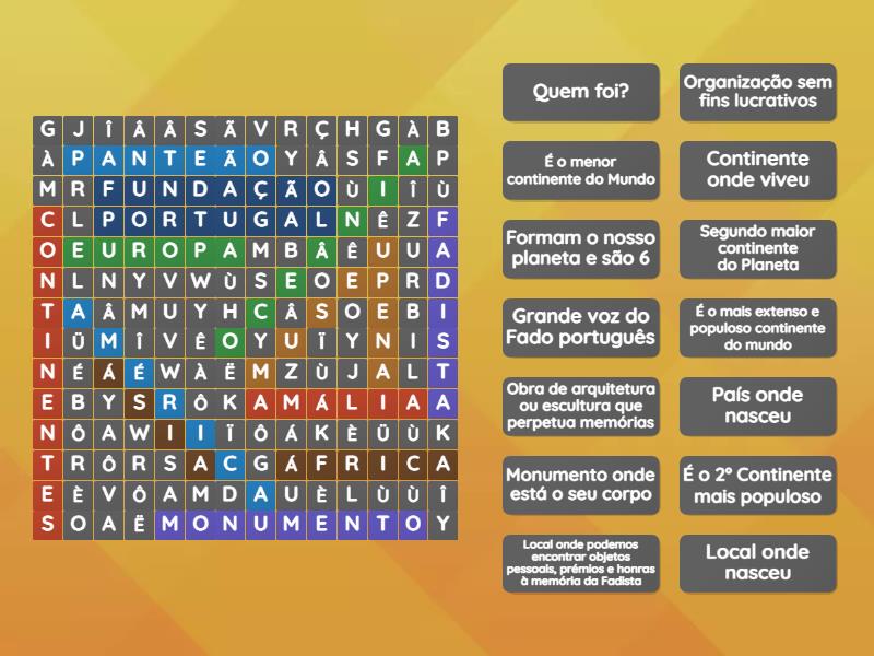 A Brincar Am Lia Rodrigues Wordsearch