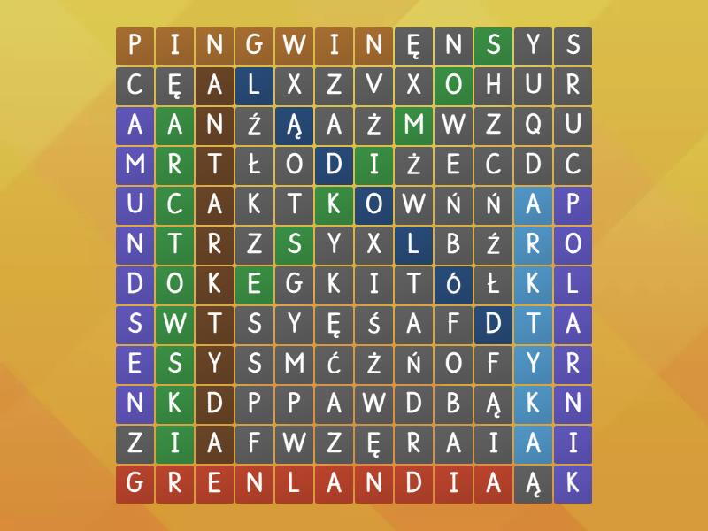 Arktyka I Antarktyda Wordsearch