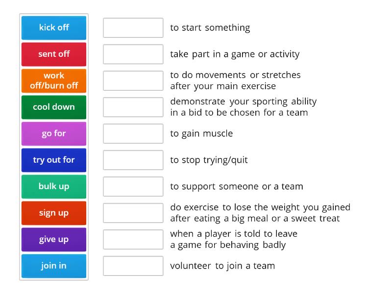 Ec I M A Sports Phrasal Verbs Match Up