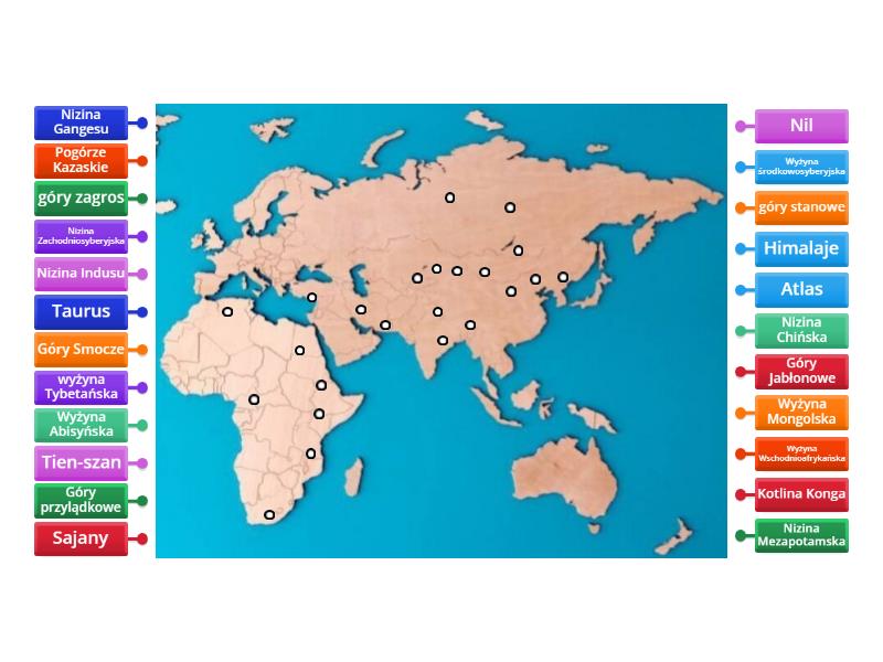 Mapa Geografia Afryka Azja Labelled Diagram