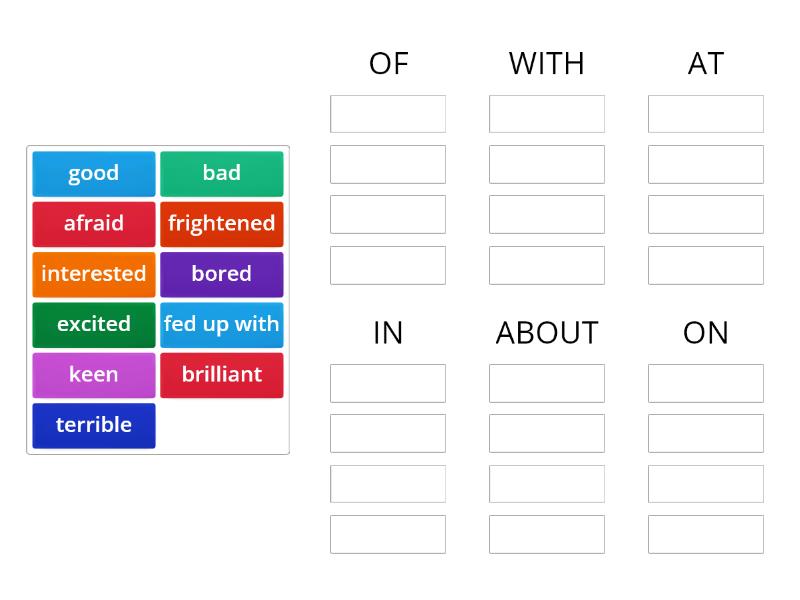 Gold Experience B1 Unit 1 Adjectives Prepositions Group Sort