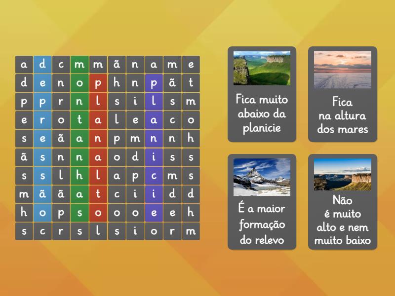 Formas De Relevo Wordsearch