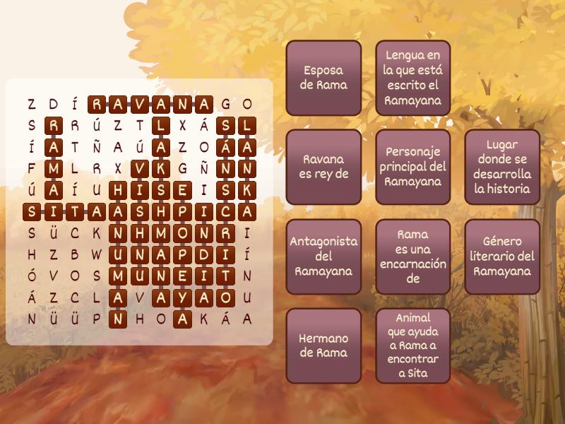 El Ramayana De Valmiki Wordsearch