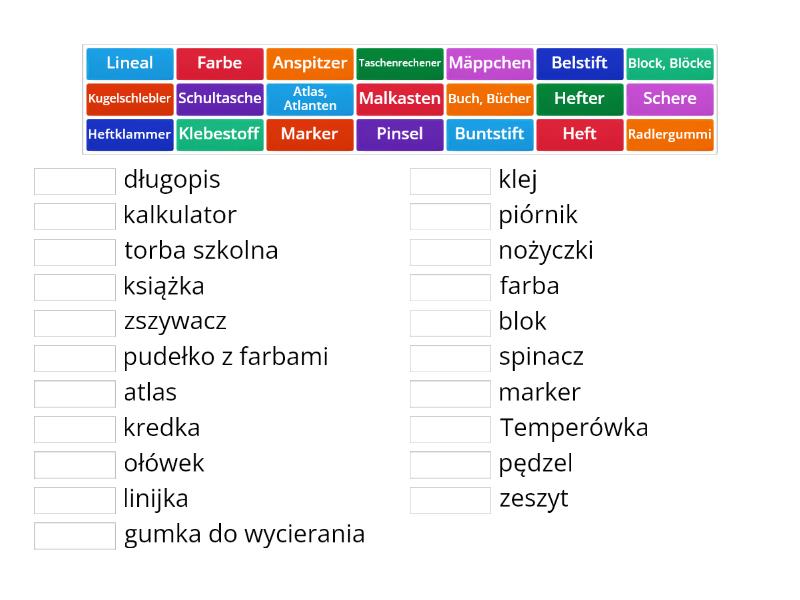 J Zyk Niemiecki Przybory Szkolne Po Cz W Pary