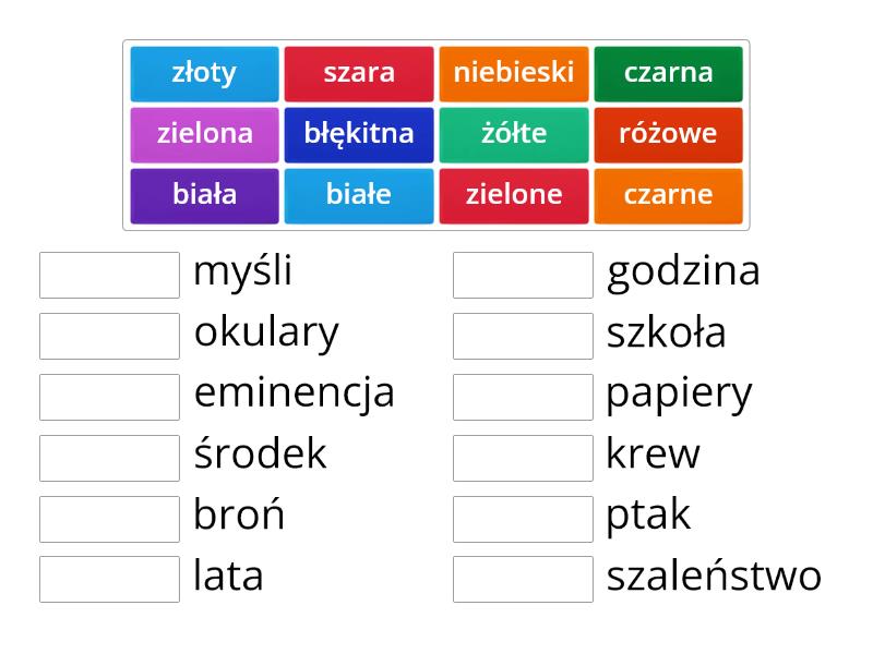 Frazeologizmy Przymiotniki Match Up