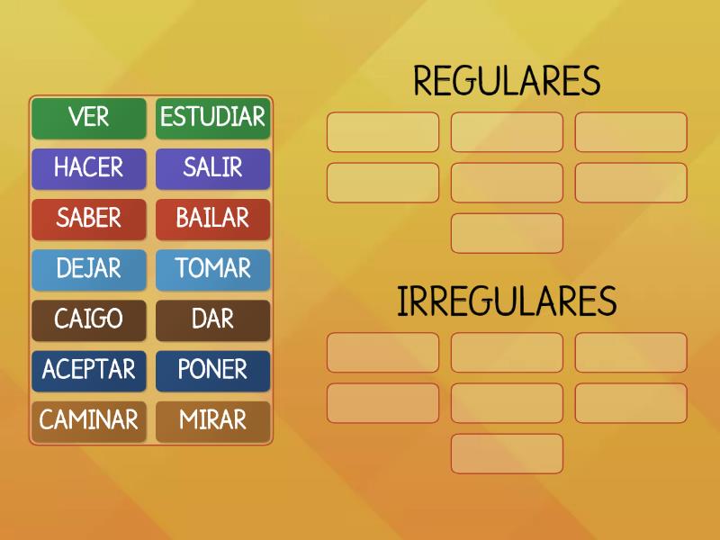 Verbos Regulares E Irregulares Group Sort