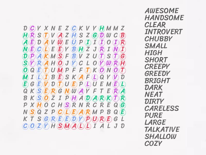 Adjective Wordsearch