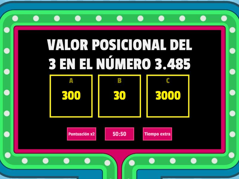 VALOR POSICIONAL HASTA UNIDAD DE MIL Gameshow Quiz