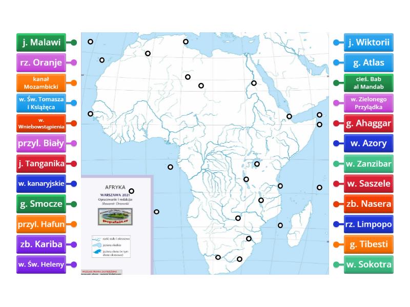 Afryka Mapa Fizyczna Labelled Diagram