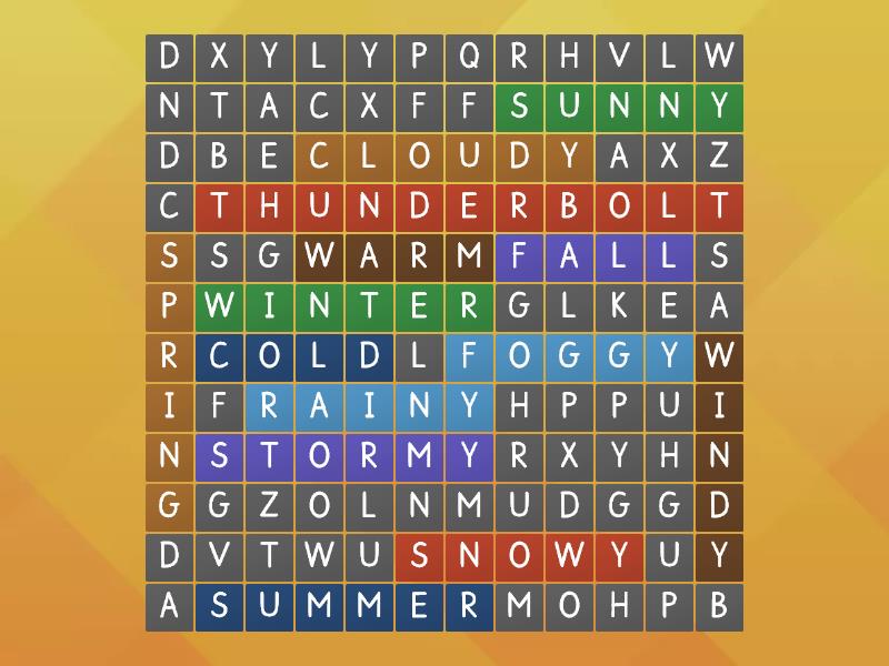 The Weather And Seasons Wordsearch