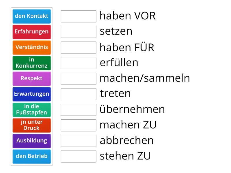 NOMEN VERB Verbindungen VIELFALT B2 1 L 4 Match Up