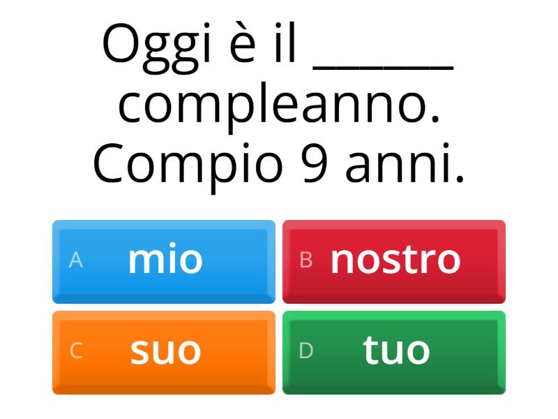 Gli Aggettivi Possessivi In Italiano Quiz