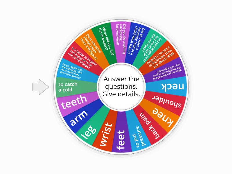 Speaking Part Vocabulary Grammar Recap Spin The Wheel