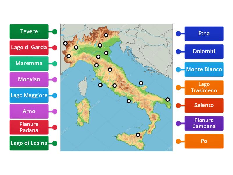 Italia Fisica Montagne Fiumi Laghi E Pianure B Imi Labelled