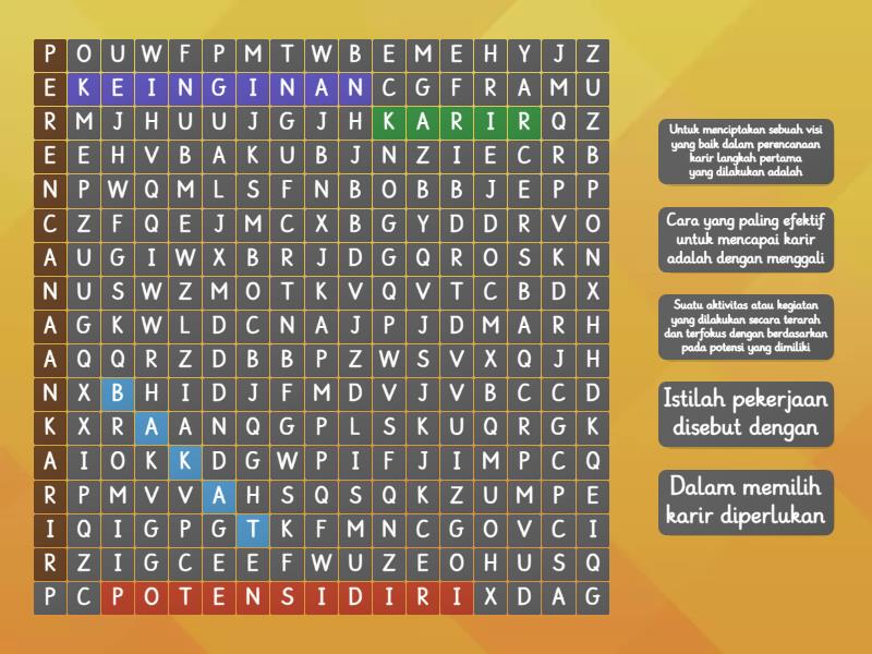 Pre Tes Materi Layanan Bk Perencanaan Karir Masa Depan Wordsearch