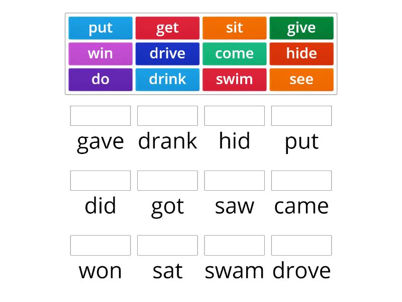 Irregular Verbs Matching Activity Une Las Parejas