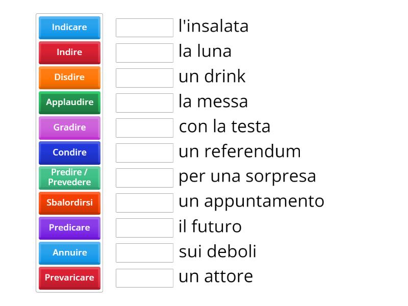 Vocabolario Verbi Match Up