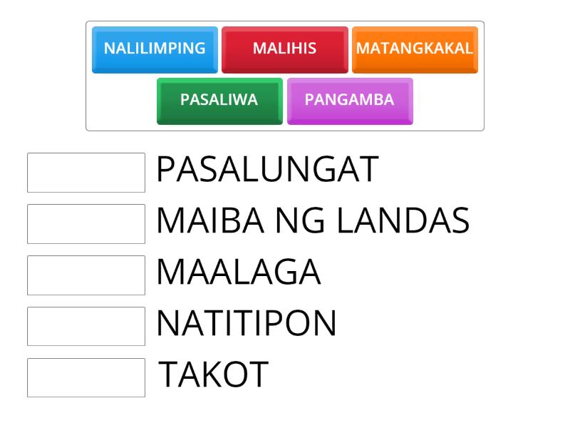 Paglinang Ng Talasalitaan Ang Panawagan Match Up