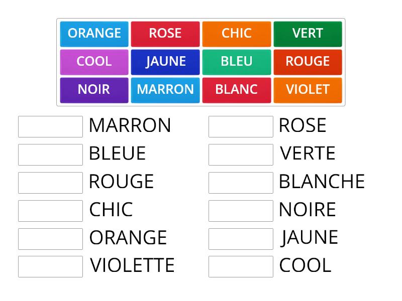 Les Adjectifs De Couleurs Masc Feminin Et Irregulier Une Las Parejas