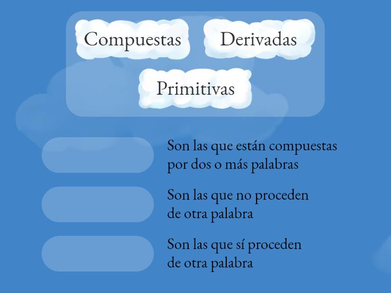 Palabras Primitivas Derivadas Y Compuestas Match Up