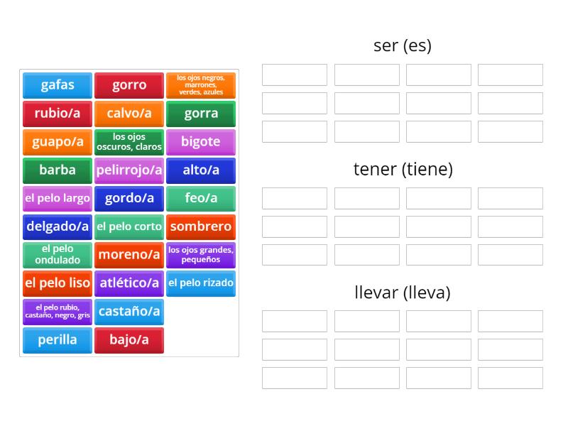 Descripción física ser tener llevar clasifica con el verbo