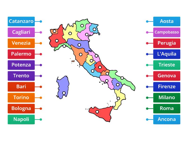 Capoluoghi Delle Regioni D Italia Labelled Diagram