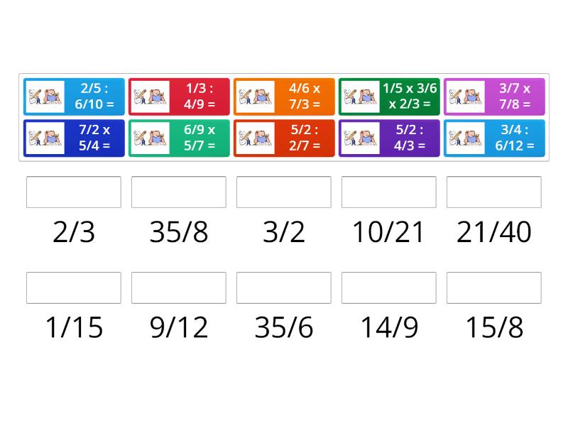 Multiplicaciones Y Divisiones De Fracciones Match Up