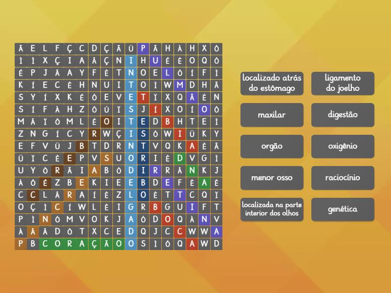 Corpo Humano Wordsearch