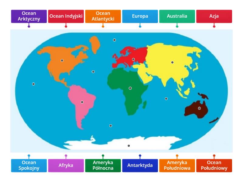 Lądy i oceany Rysunek z opisami