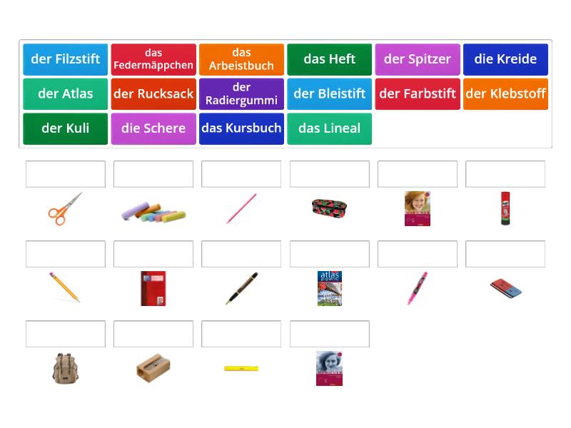 Schulsachen Przybory Szkolne Wort Bild Match Up