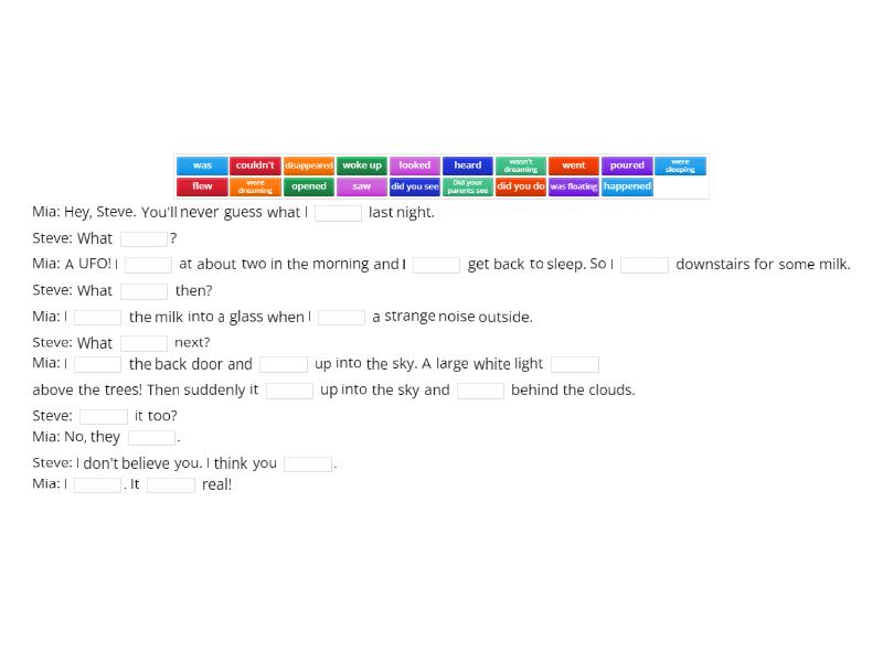 Past Simple Vs Past Continuous Cloze Complete The Sentence