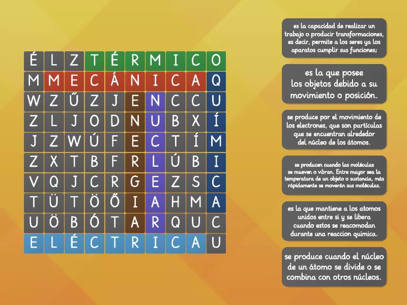 Tipos De Energia Sopa De Letras