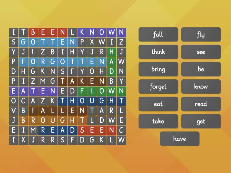 Irregular Verbs Past Participle Sopa De Letras