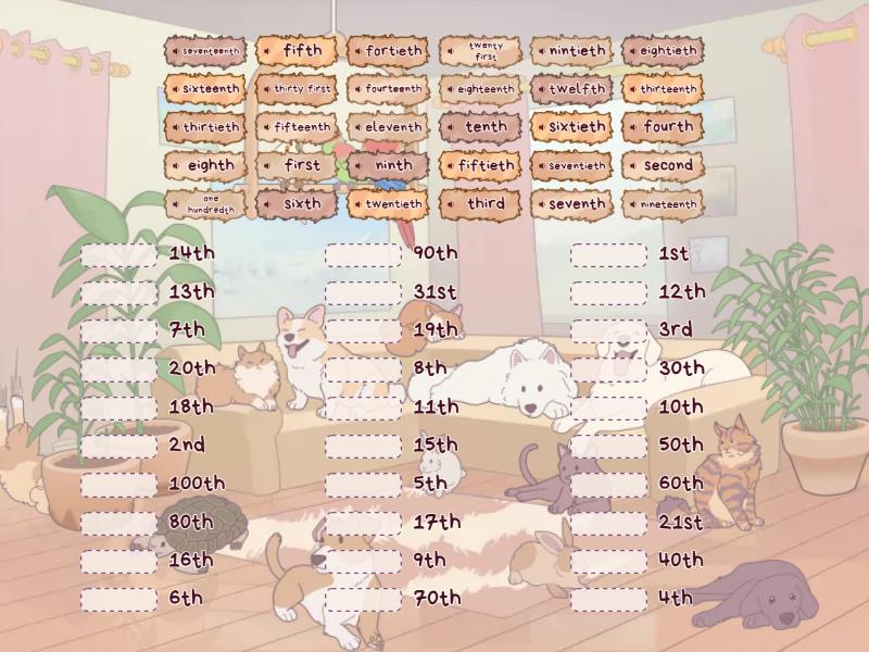 Matching Ordinal Numbers St Th Match Up