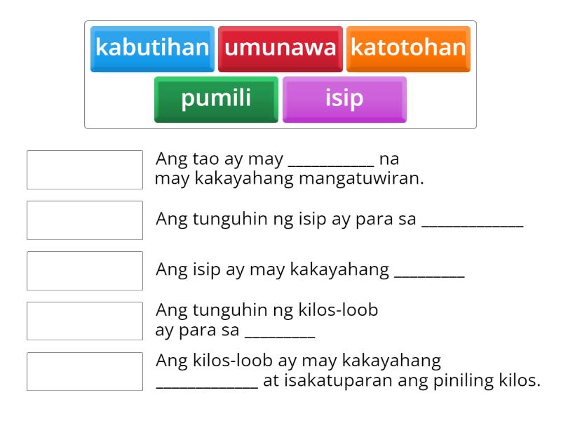 Punan Ng Tamang Sagot Ang Pahayag Gamit Ang Mga Salita Na Nasa Kahon