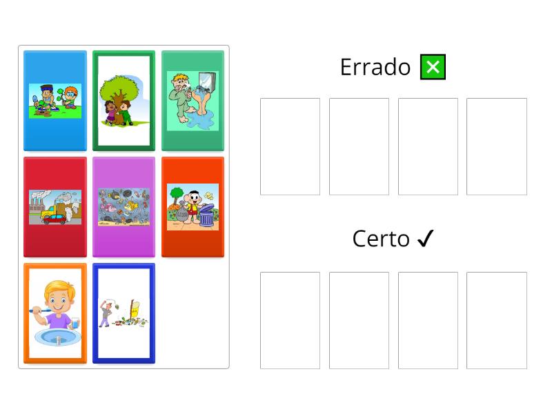 Certo E Errado Meio Ambiente Ordenar Por Grupo